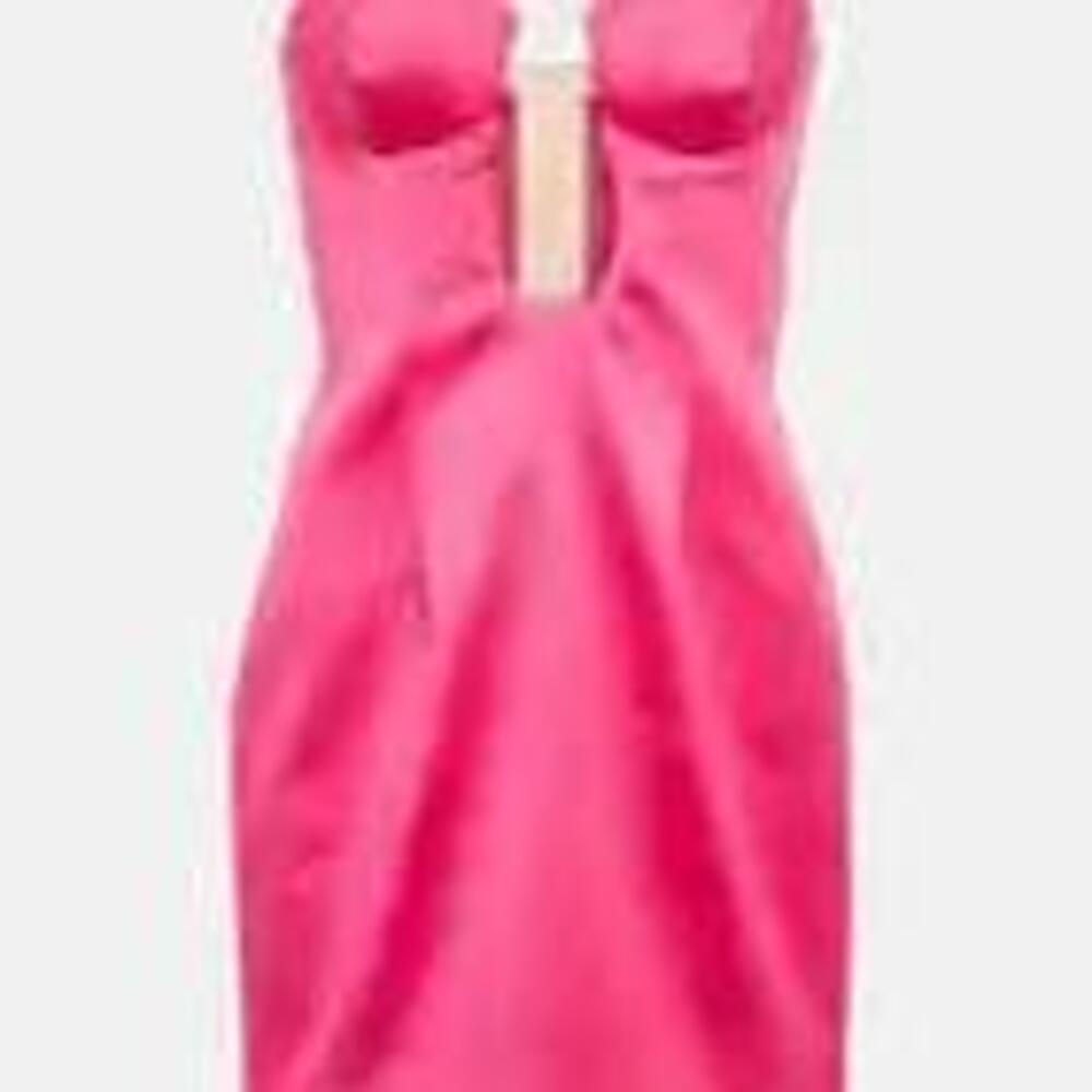Strapless cutout satin minidress